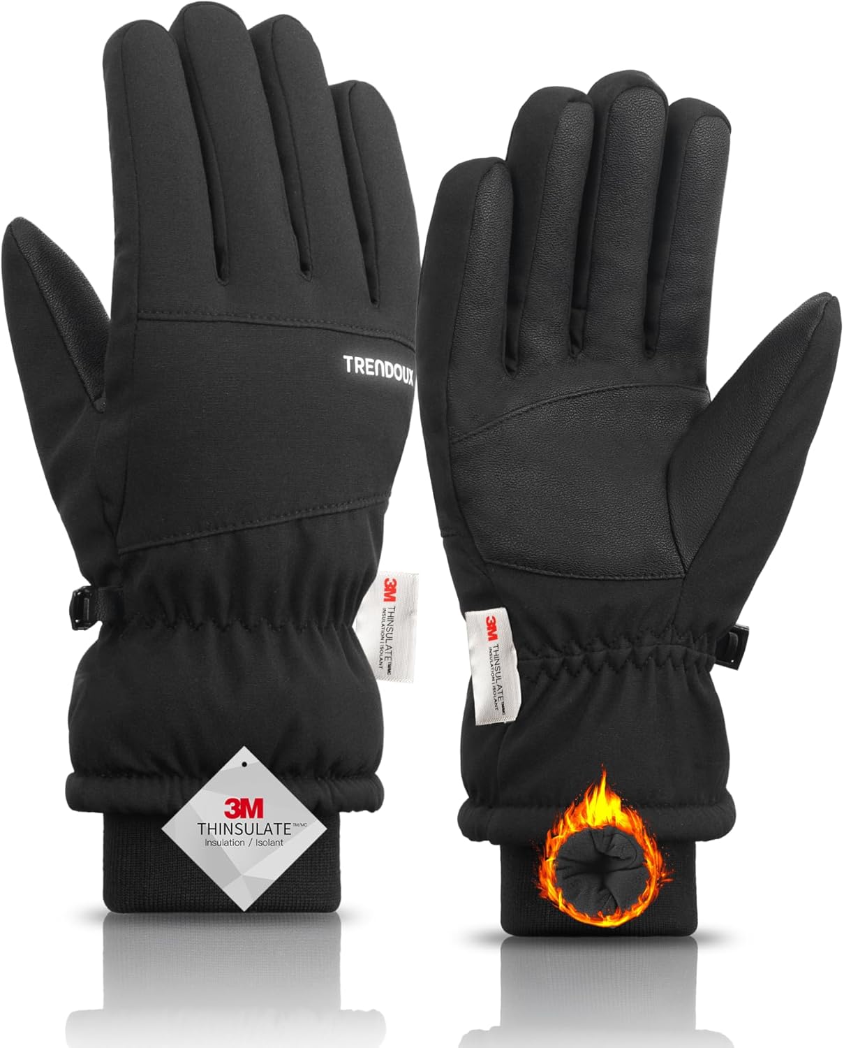 TRENDOUX Kids Winter Ski Gloves: 3M 100% Waterproof Snow Gloves for Boy Girl, Warm Thinsulate with Non-Slip Touch Screen Cold Weather Glove for Kids Children, Boys Gift Skiing Snowboarding