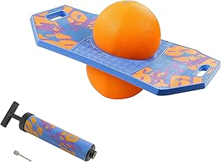 Flybar Pogo Ball for Kids, Jump Trick Bounce Board with Pump and Strong Grip Deck (Blue Dawn 2) (FBPTBX-BD)