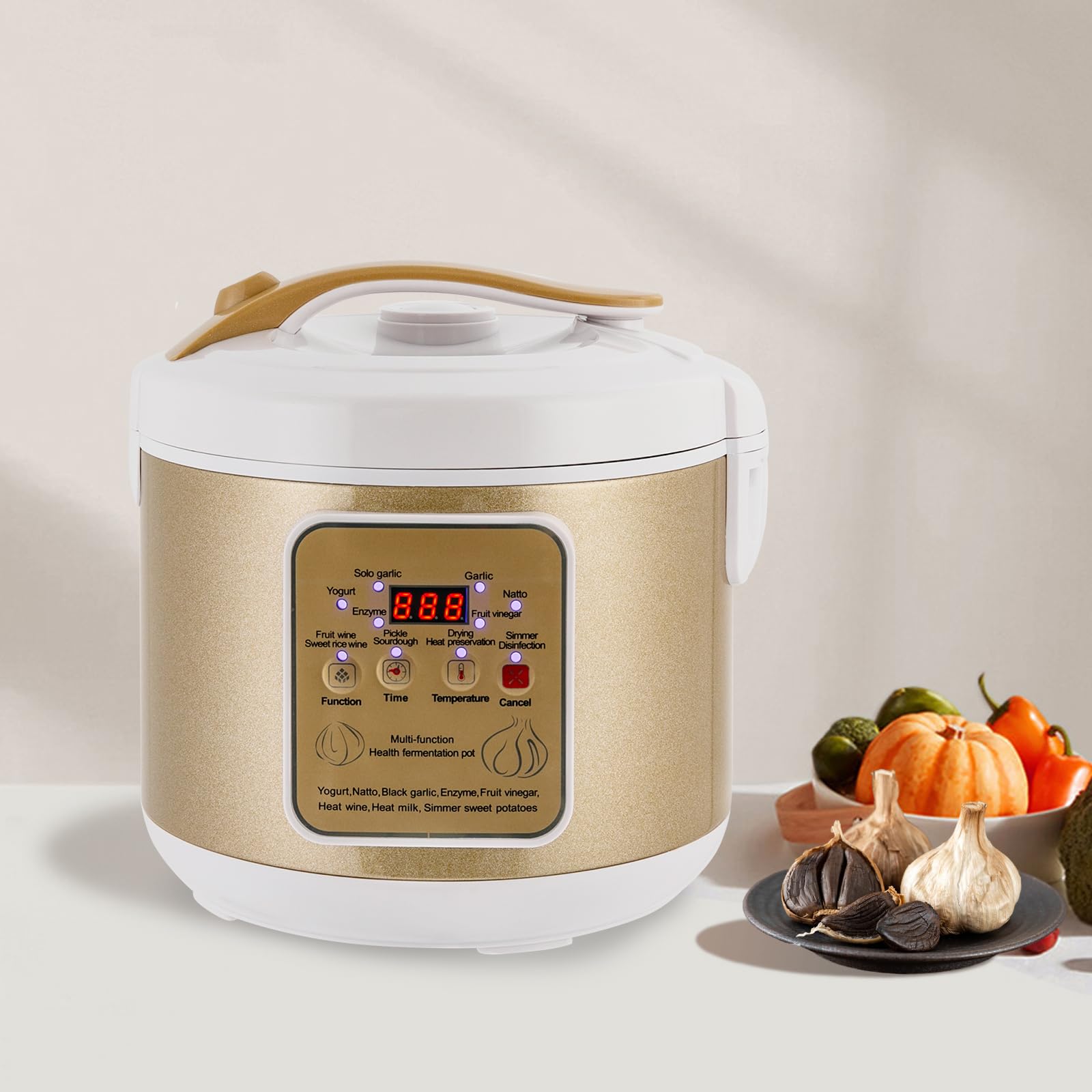 Fermentatore di aglio nero, 6 l, scatola di fermentazione automatica intelligente con controllo del tempo e della temperatura, per yogurt, riso dolce bianco