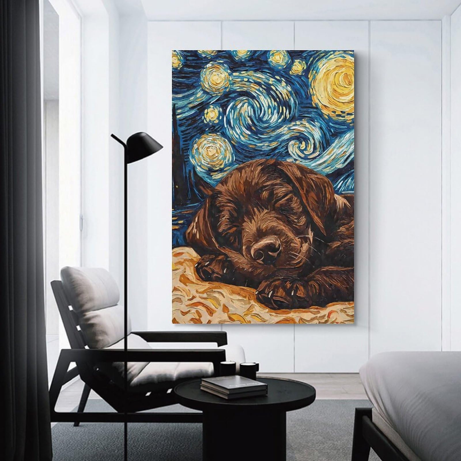 Junmoney Unframe-Style-2 Canvas Wall Art Brown Labrador Puppy, 24X36inch(60X90cm), For Lounge, Study, Hallway Or Flat Walls, Canvas Wall Art That Fits Changing Layouts
