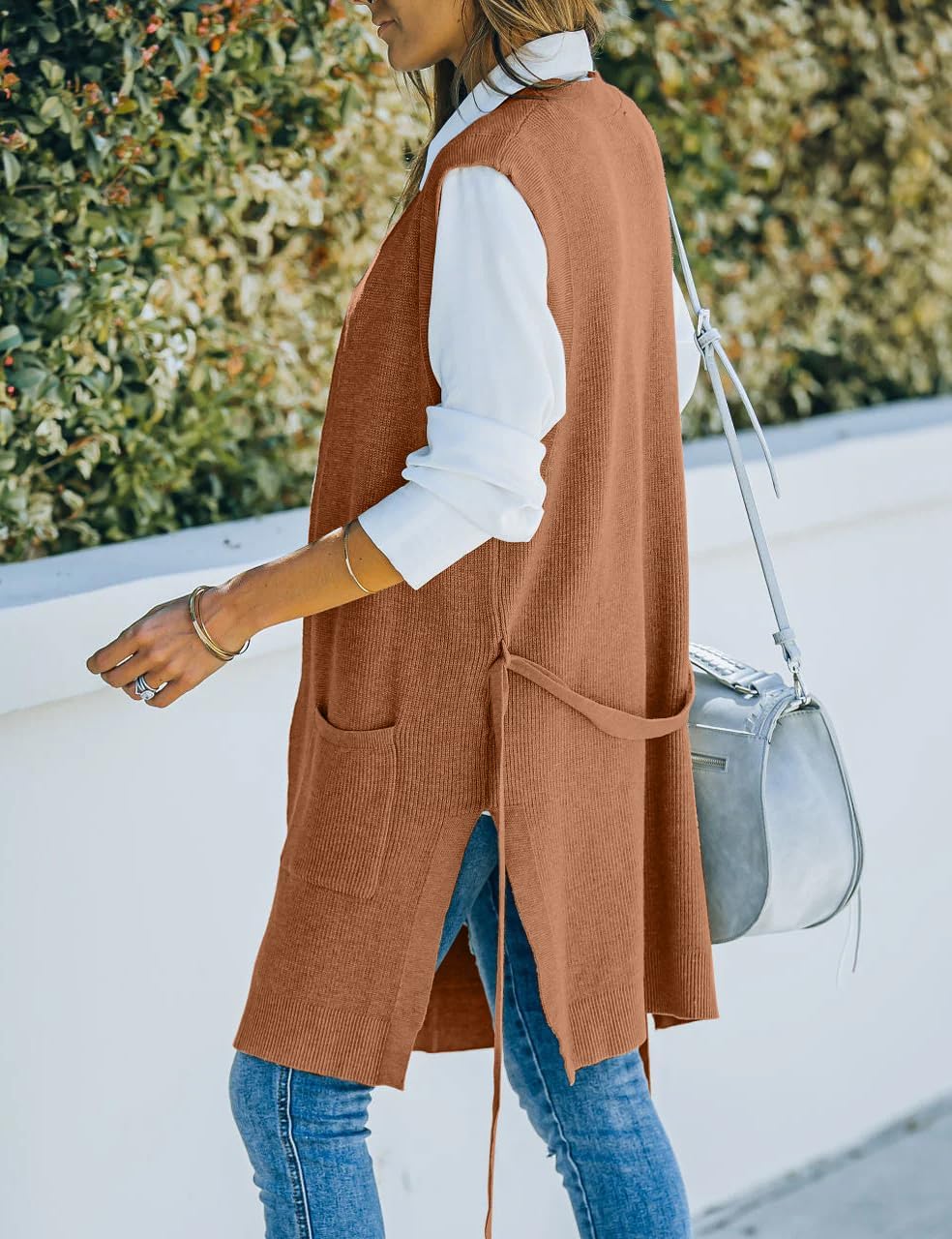 IDEALSANXUN Womens Long Sweater Vest Fall Winter Open Front Cardigan Sweaters Tops - Image 3