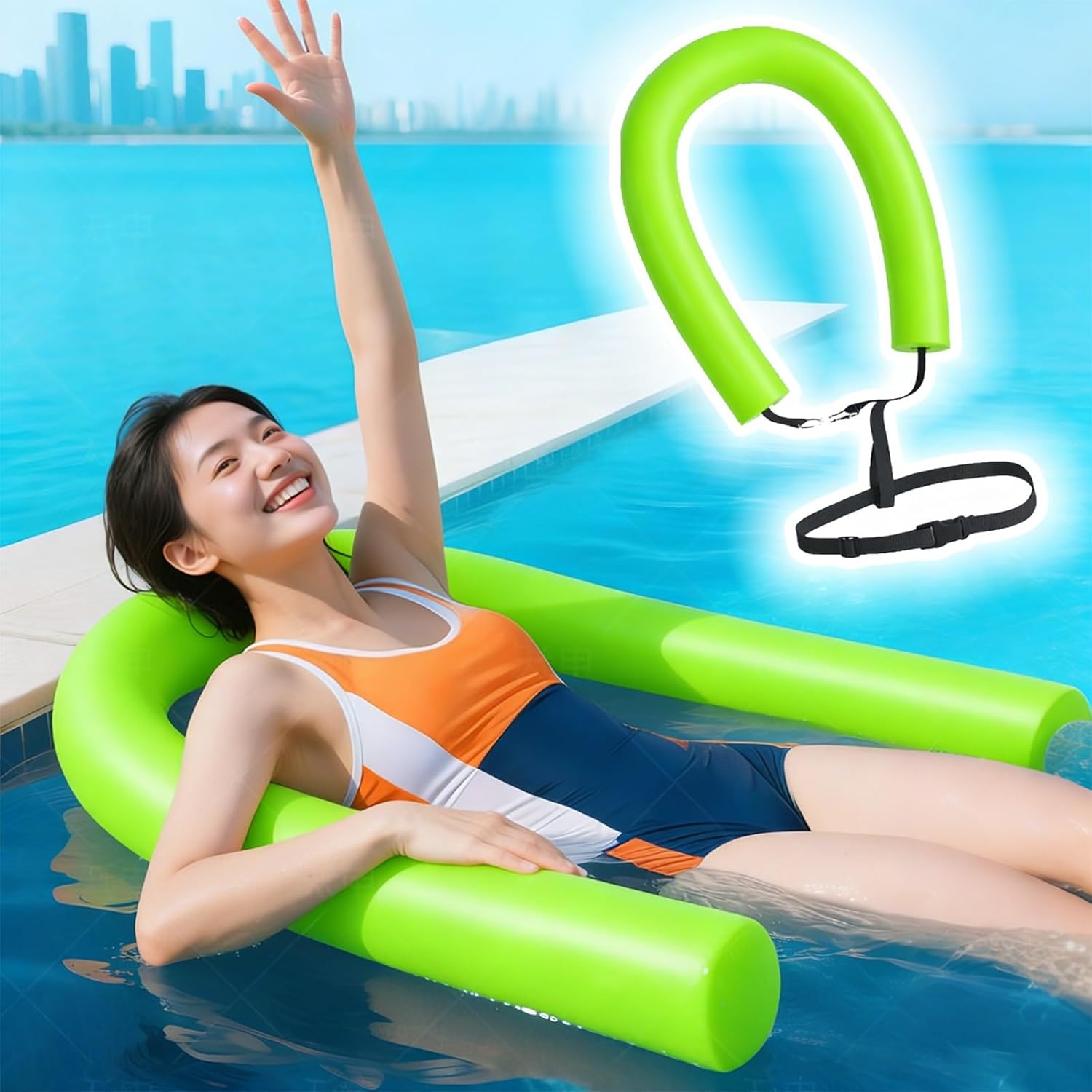 Lounger Mode Solid Pool Noodle Set, Flexible Floating Foam Stick Pools Toy for Recreational, Flotation Swimming Gear - High Buoyant 110kg / 242lbs