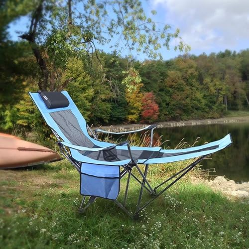 Miniatura 5 de Outdoor Living Suntime - Silla de malla plegable y portátil para campamento con reposapiés extraíble