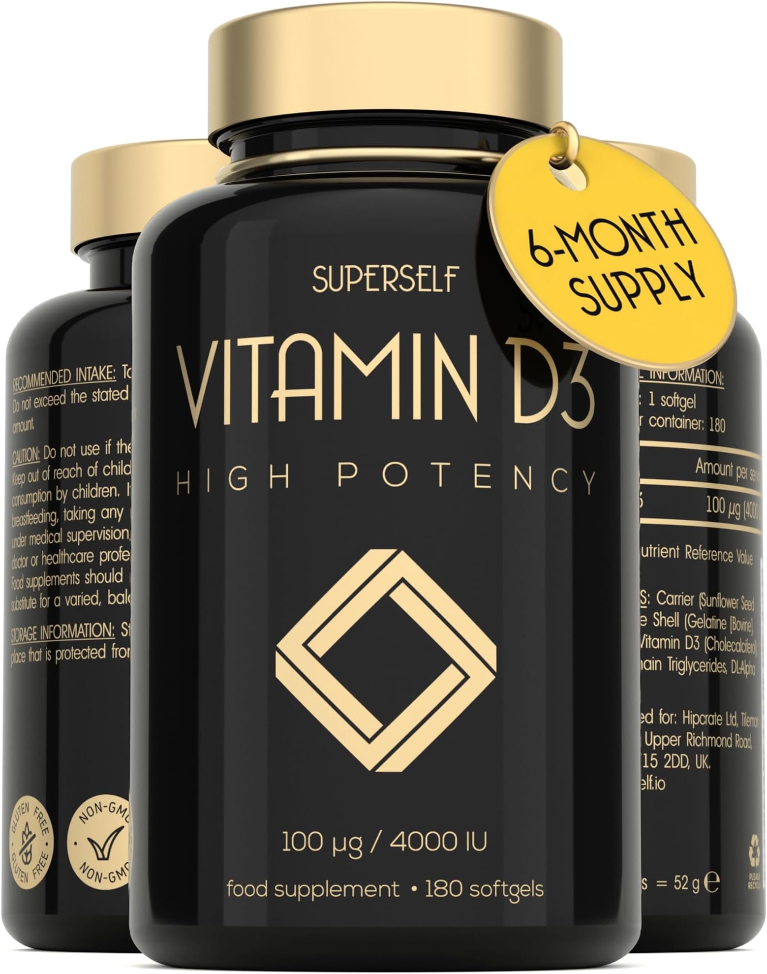 Vitamin D3 K2 Capsules - High Strength Vitamin D Tablets - 4000 IU VIT D & 100mcg VIT K MK7- UK Made Vegetarian D3 and K2 Vitamins Supplement for Strong Bones, Teeth, Immune System - 120 Capsules