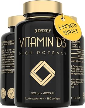 Vitamin D3 4000 IU - Vitamin D Tablets High Strength - 180 Softgel Capsules | Vit D Supplement for Strong Bones, Muscles, Teeth, Immune System - High Absorption Cholecalciferol D3 Vitamins 4000IU