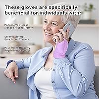 Vista 7 de Guantes con peso para temblores de manos y Parkinson, estabilidad y movilidad mejoradas de la mano/muñeca, muñeca ajustable, herramienta