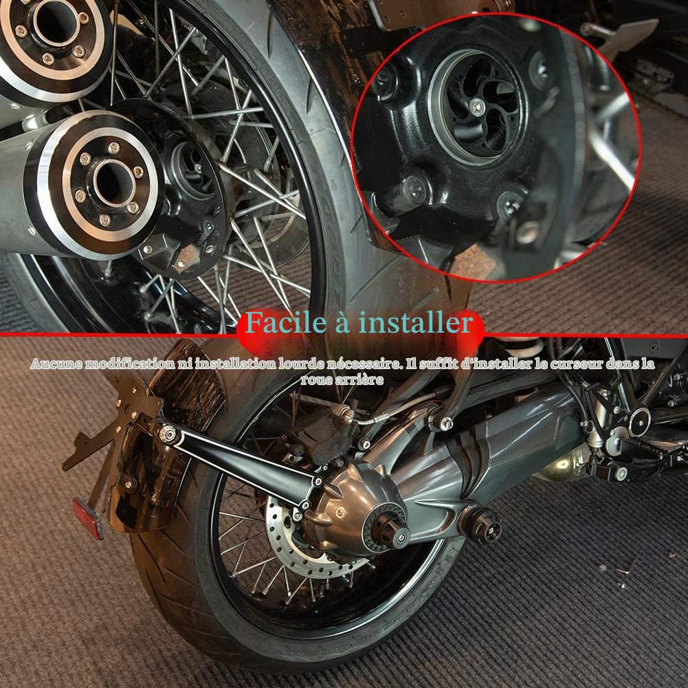 Moto pour R1250GS Refit Roue Fourche Essieu Curseurs Cap Pad Crash Protector Compatible avec B.M.W R1200GS R 1200 GS 2007-2012 RnineT R9T 2014-2018 (Noir)