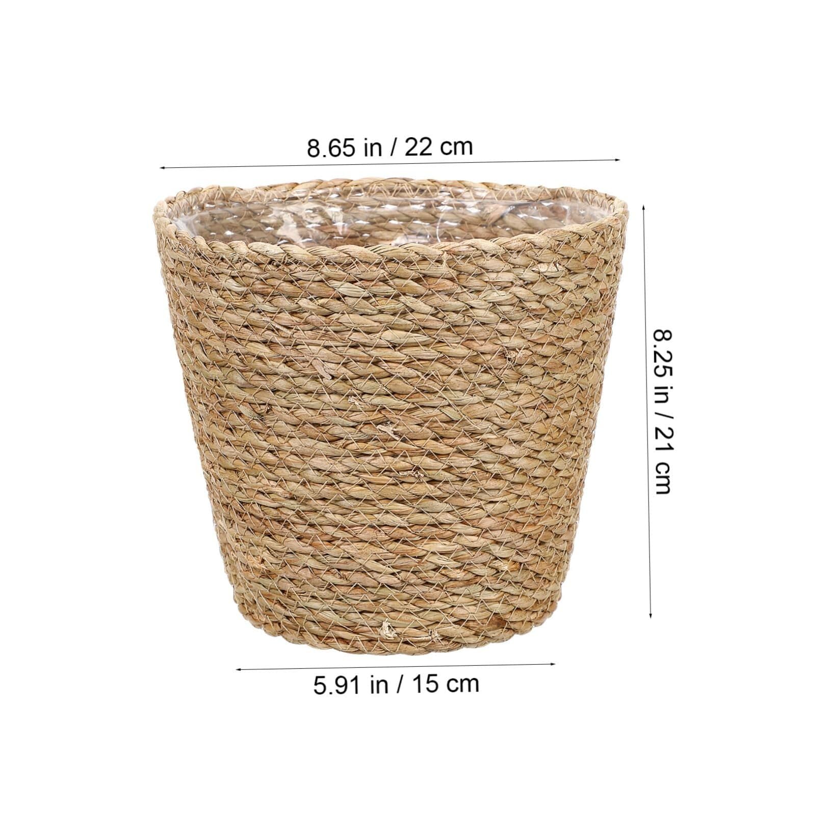 Elegante cesto per piante intrecciato in paglia, grande vaso per fiori in alghe marine, regalo decorativo per gli amanti delle piante (marrone chiaro)