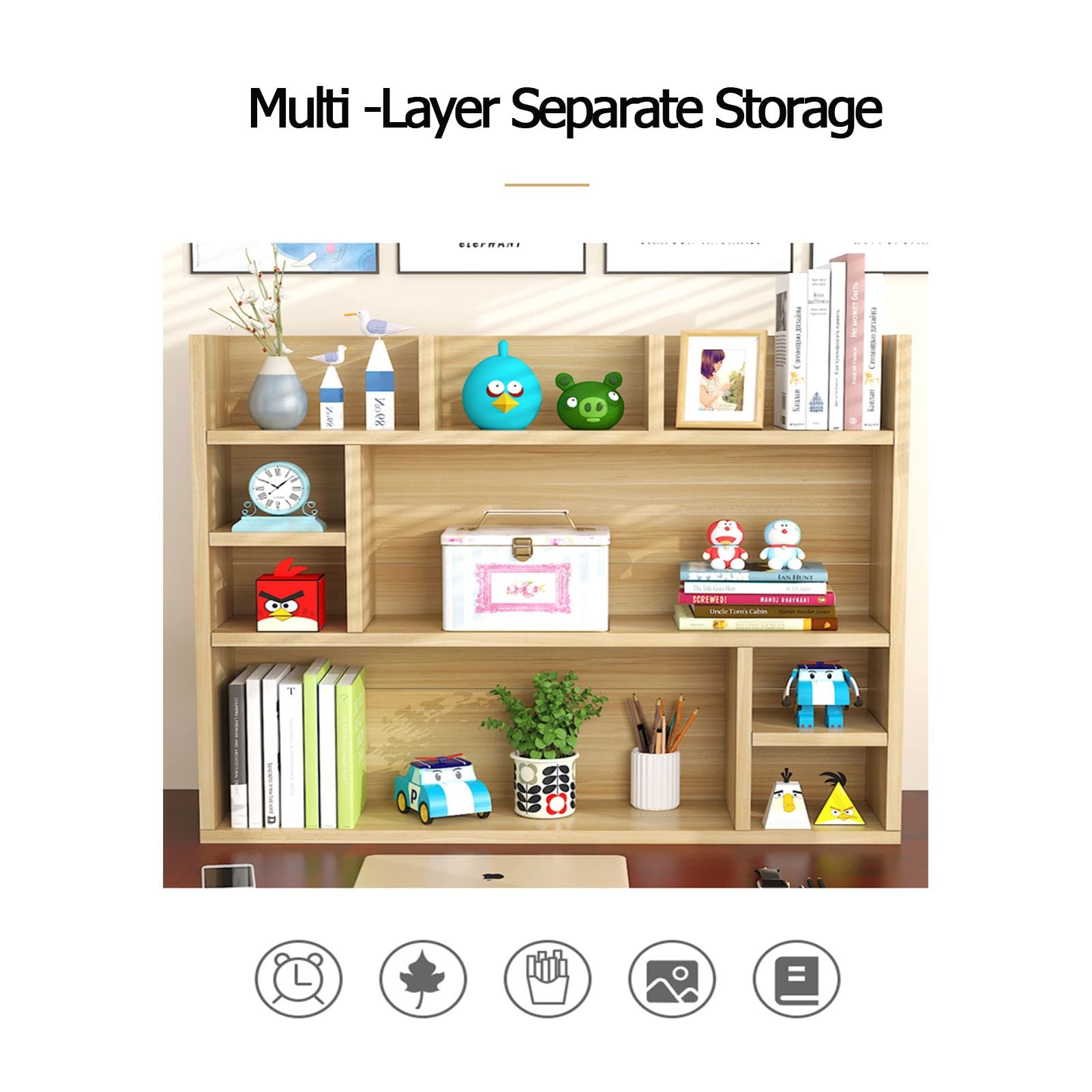 Dreamhousey Étagère de rangement pour fournitures de bureau, dossier de documents, organiseur de fichiers, bureau d'étudiant multicouche avec tiroir (chêne Dreamhousey Étagère de rangement pour fournitures de bureau, dossier de documents, organiseur de fichiers, bureau d'étudiant multicouche avec tiroir (chêne