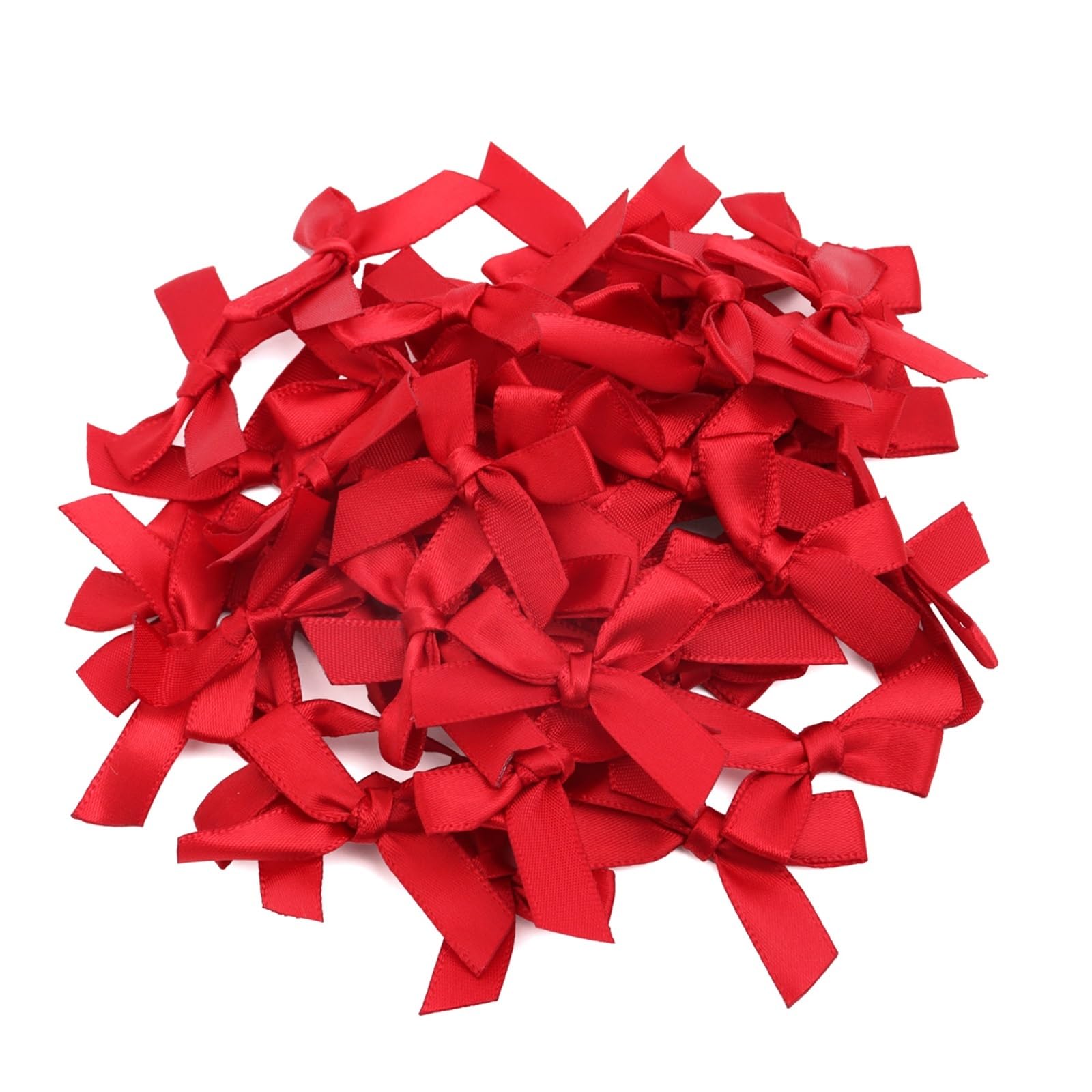UJEDFHV Mini Bow 50Pcs Satin Ribbon Bows Decoration Small Bowknot Wedding Bowknots For Craft DIY Supplies for DIY Crafts(Red)