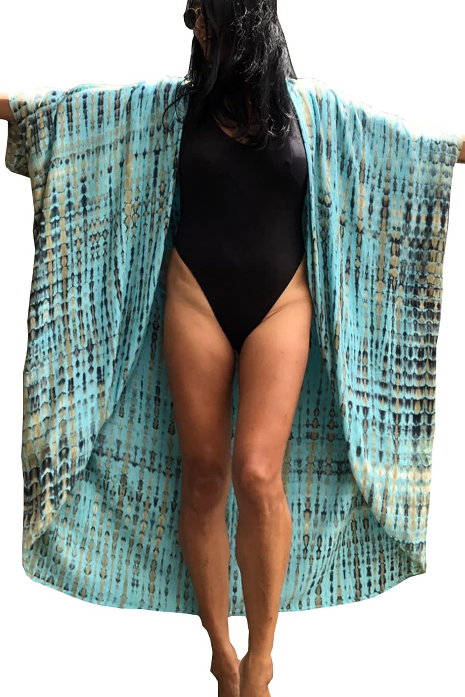 YouKD Traje de Baño de Kimono de Playa Bohemio de Kaftan Largo de Verano para Cubrir Vestido de Talla Grande para Mujer