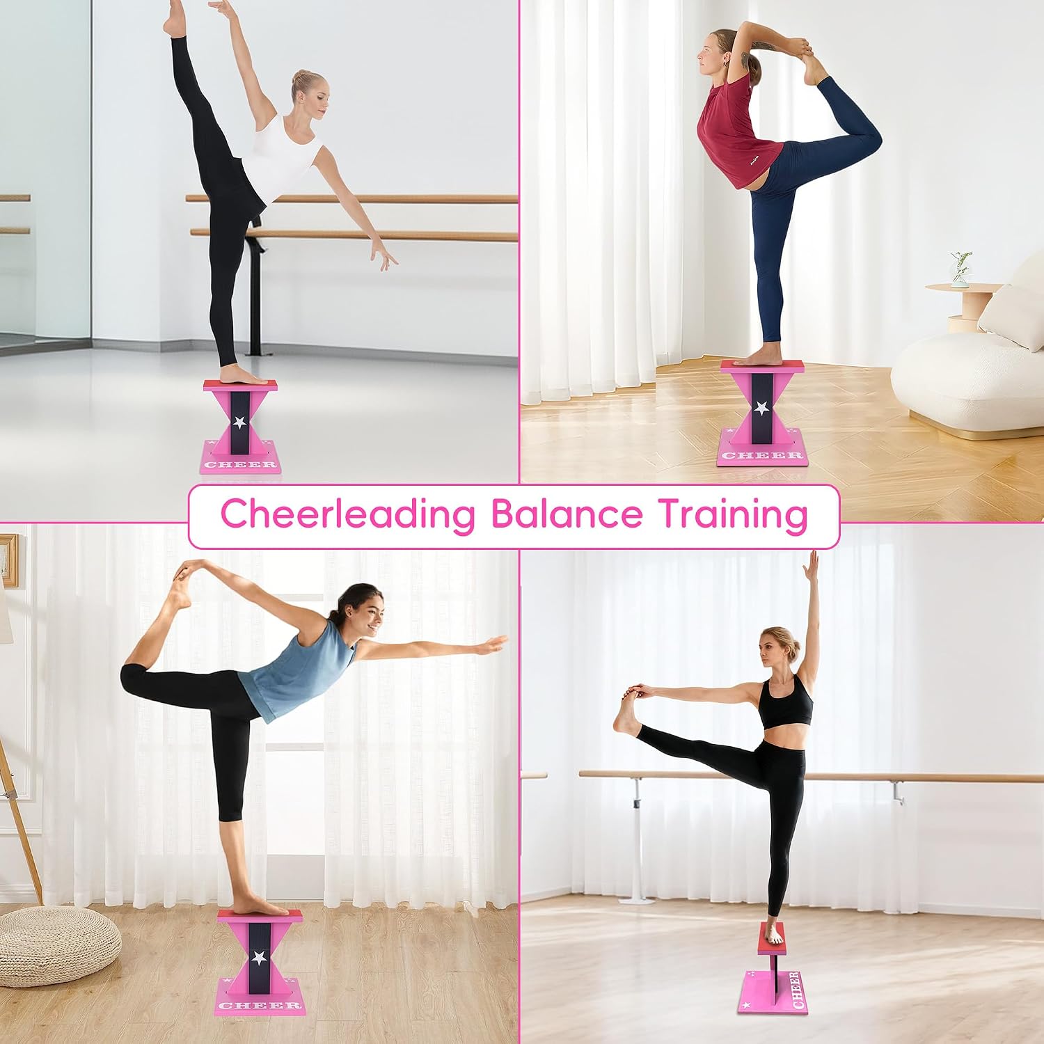 Cheerleading Balance Trainer, Wooden Cheer Equipment Stunt Trainer Practice, Cheer Flyer Stand Balance Board for Core Strength, Stability & Body Control