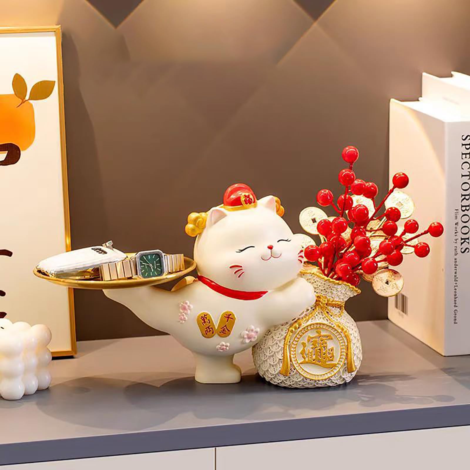 Amazon.co.jp: kanoroto 招き猫 置物 玄関 収納 玄関 鍵置き 収納