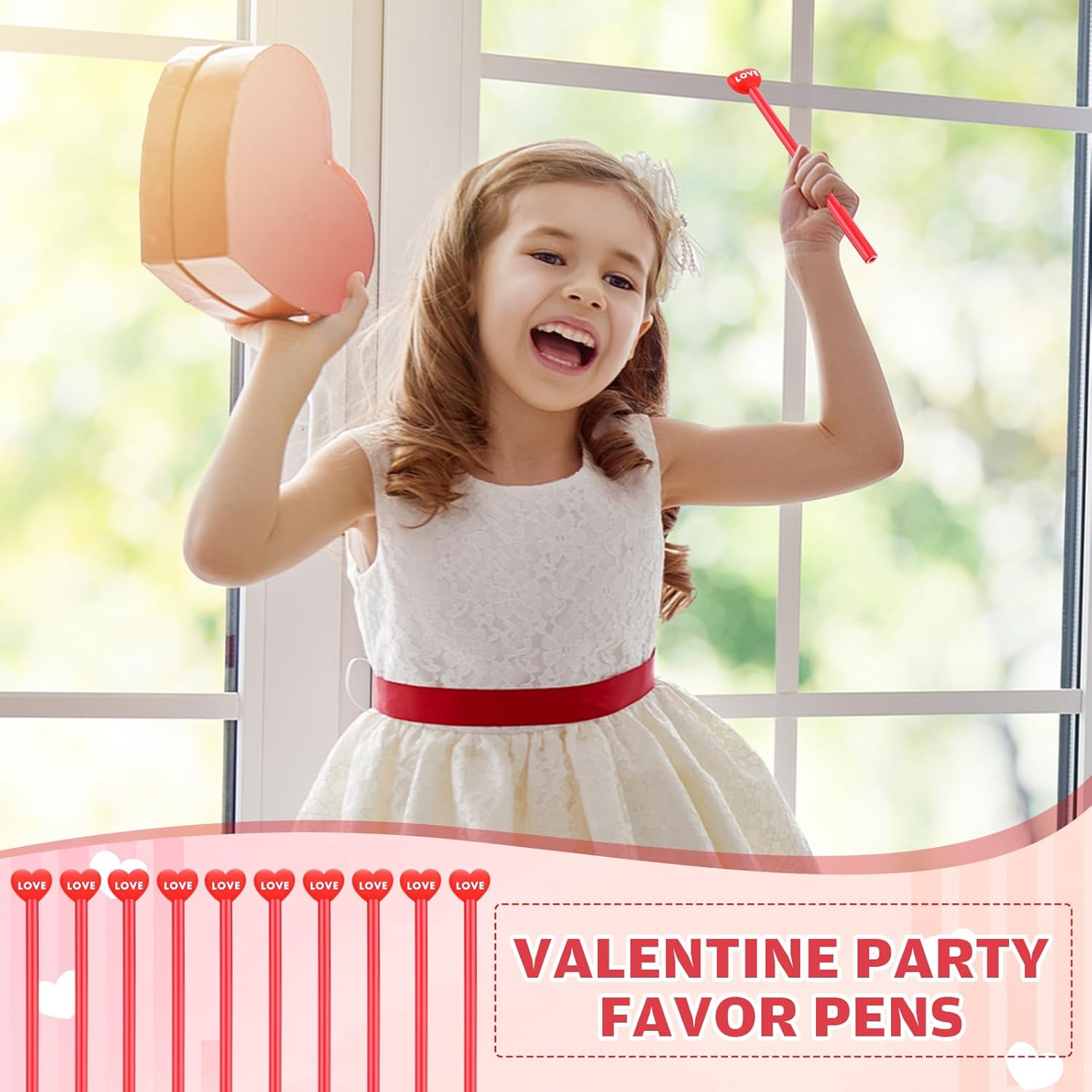 Yexiya 100 Pcs Mother's Day Pens Gifts Heart Shaped Novelty Pens Ballpoint 0.5 mm Black Ink Mother's Day Favors for Coworkers Employees Students Teachers Office School Wedding Gifts (Red)