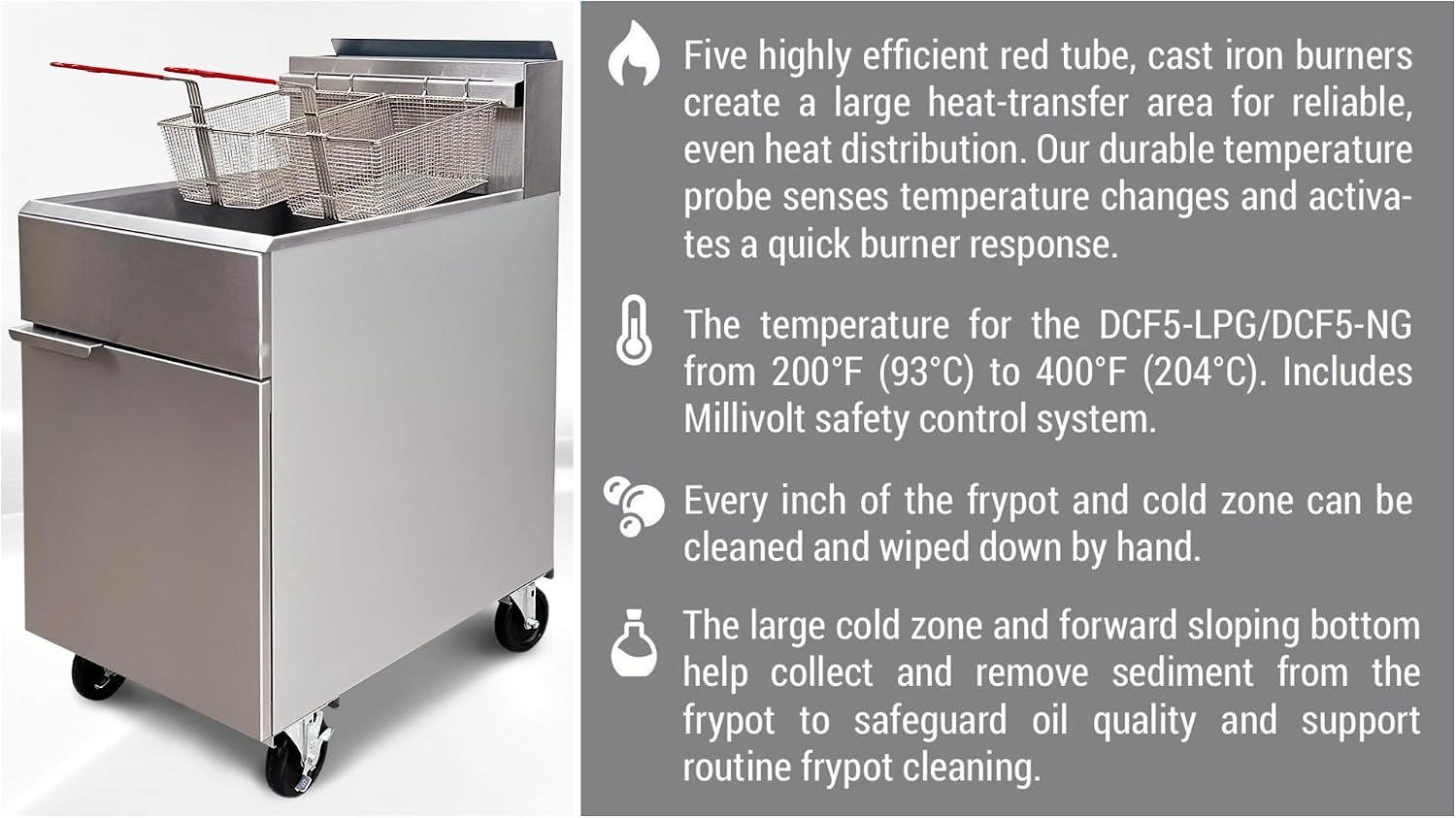 Commercial 70 lbs. Natural Gas Deep Fryer ETL