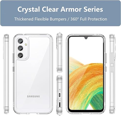 Miniatura 7 de Funda para Samsung A34 5G, Samsung Galaxy A34 5G, con protector de pantalla de vidrio templado, 4 bolsas de aire integradas, no amarillea, funda