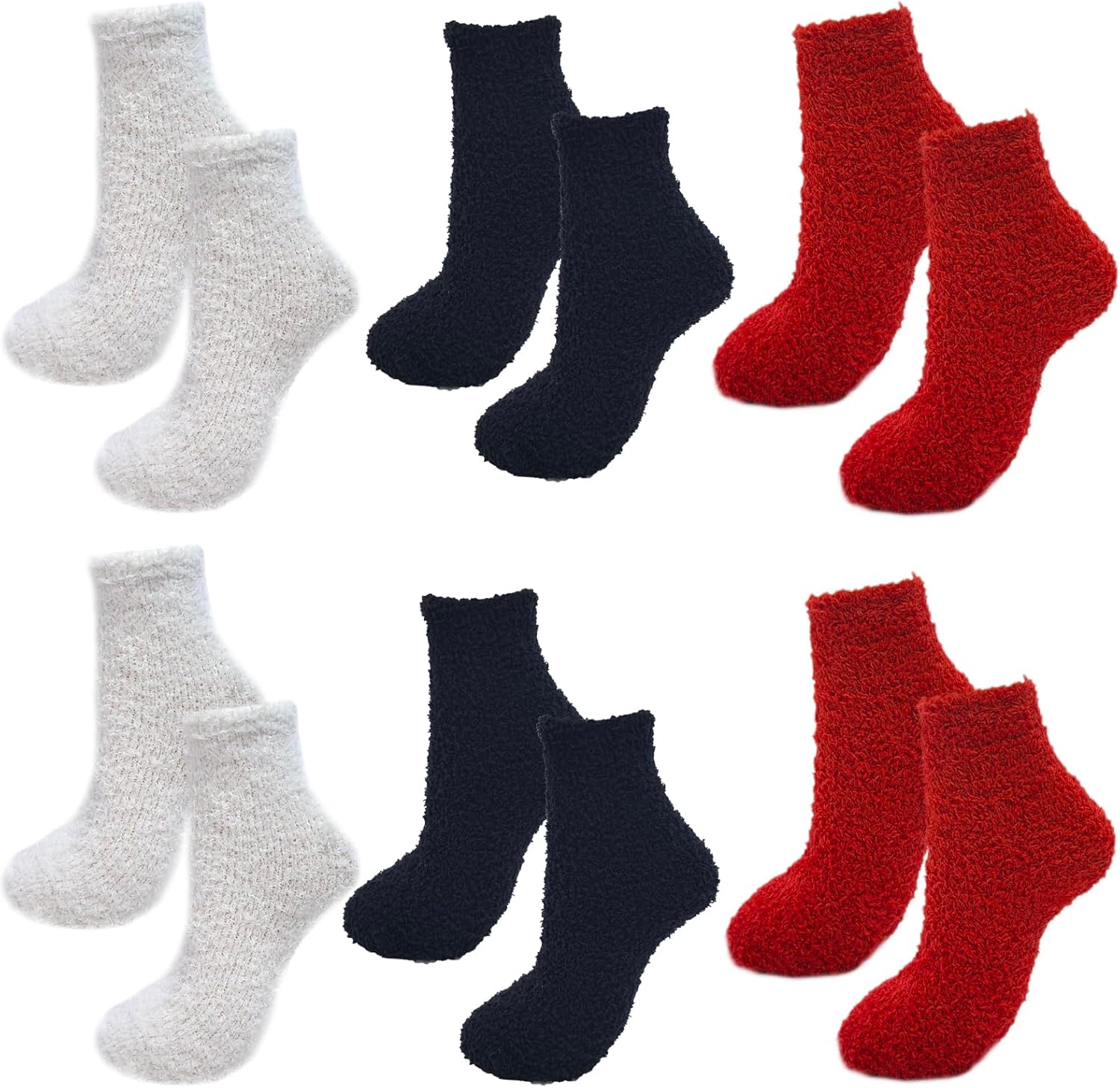 Womens Fuzzy Socks Cozy Warm Sock Fluffy Microfiber Soft Winter Cabin Slipper Socks Sleep Socks Solid color Sock