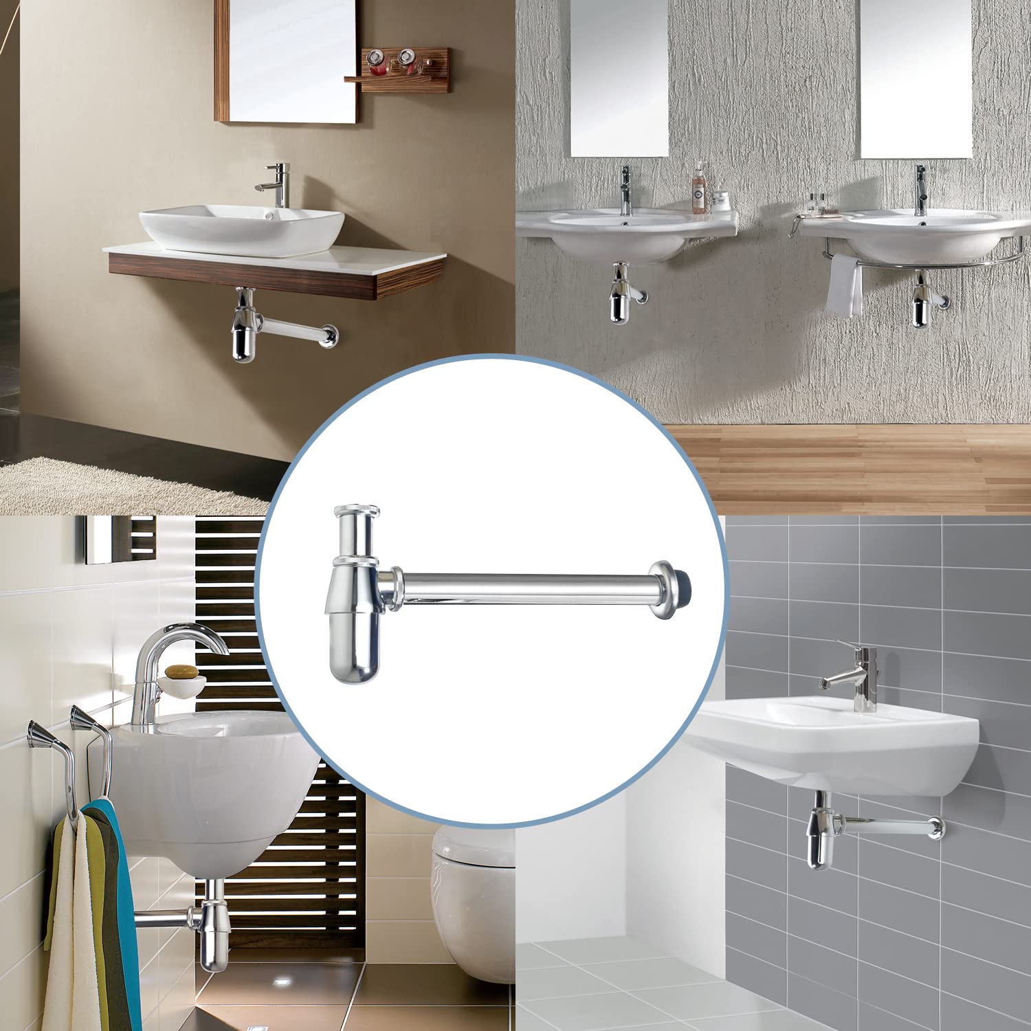 Kit de drenaje para trampa de botellas para lavabo de baño, cromado
