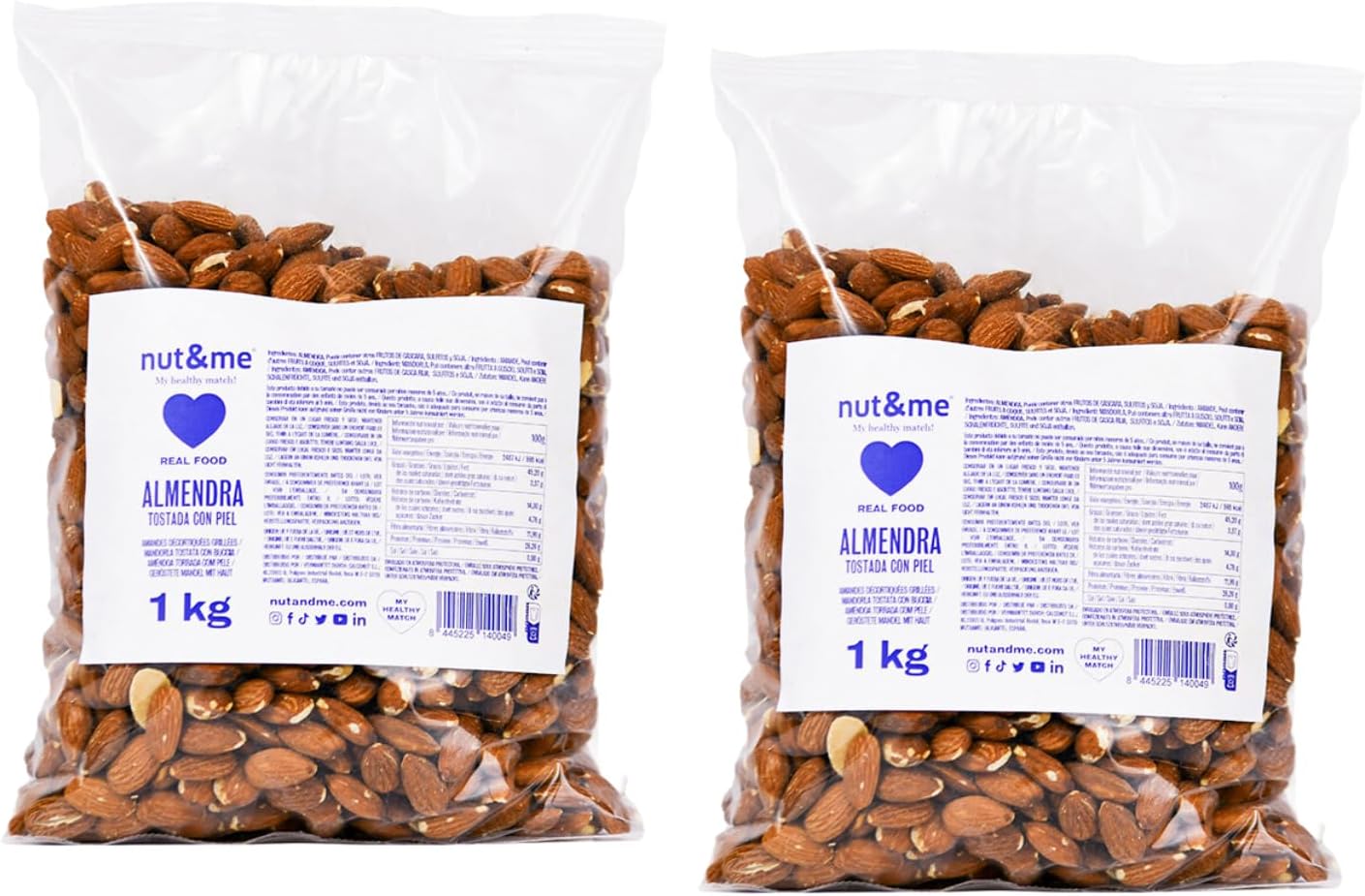 nut&me Almendras tostadas naturales sin sal 2 kg