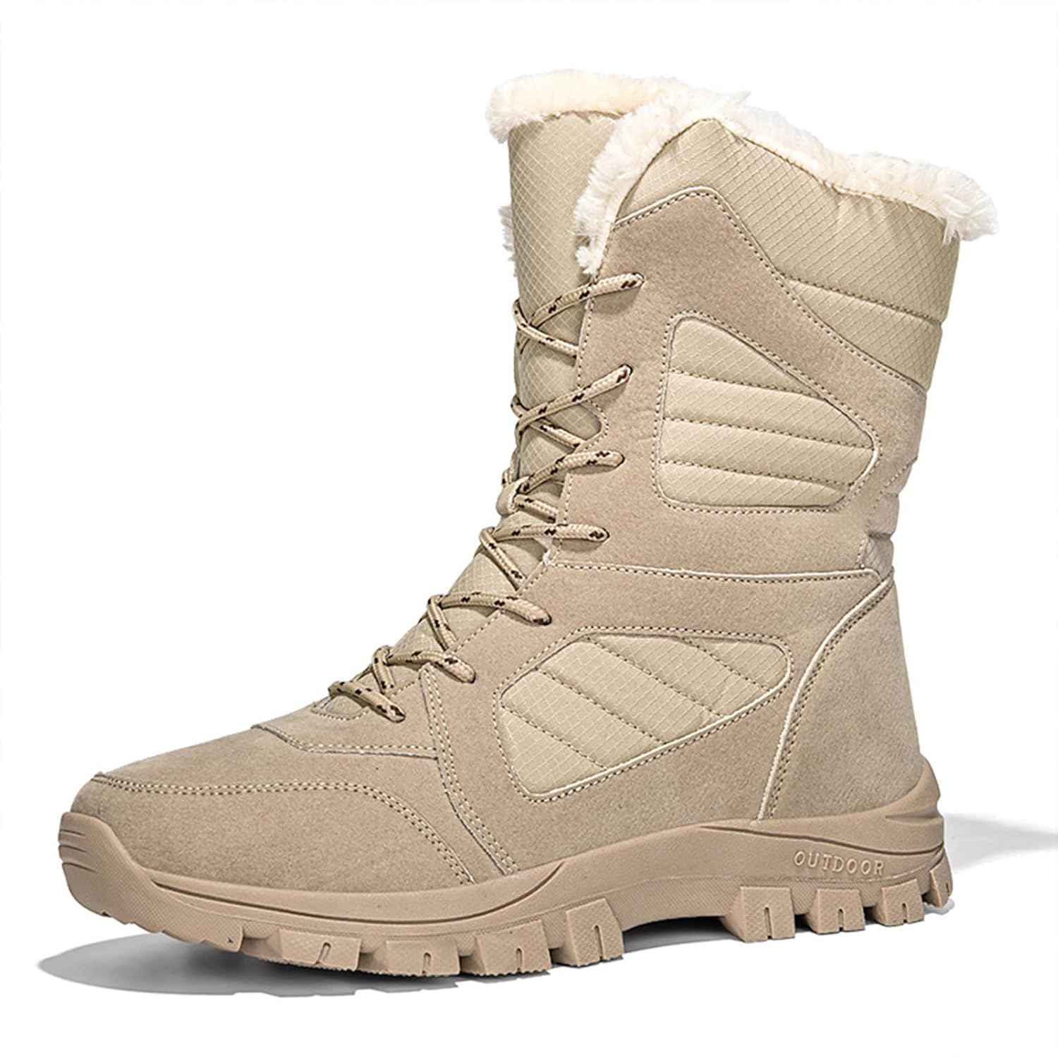 Womens Winter Warm Fur Lined Snow Boots Waterproof Lightweight Deep Tread Rubber Sole Platform Anti-Slip Lace Up Cold