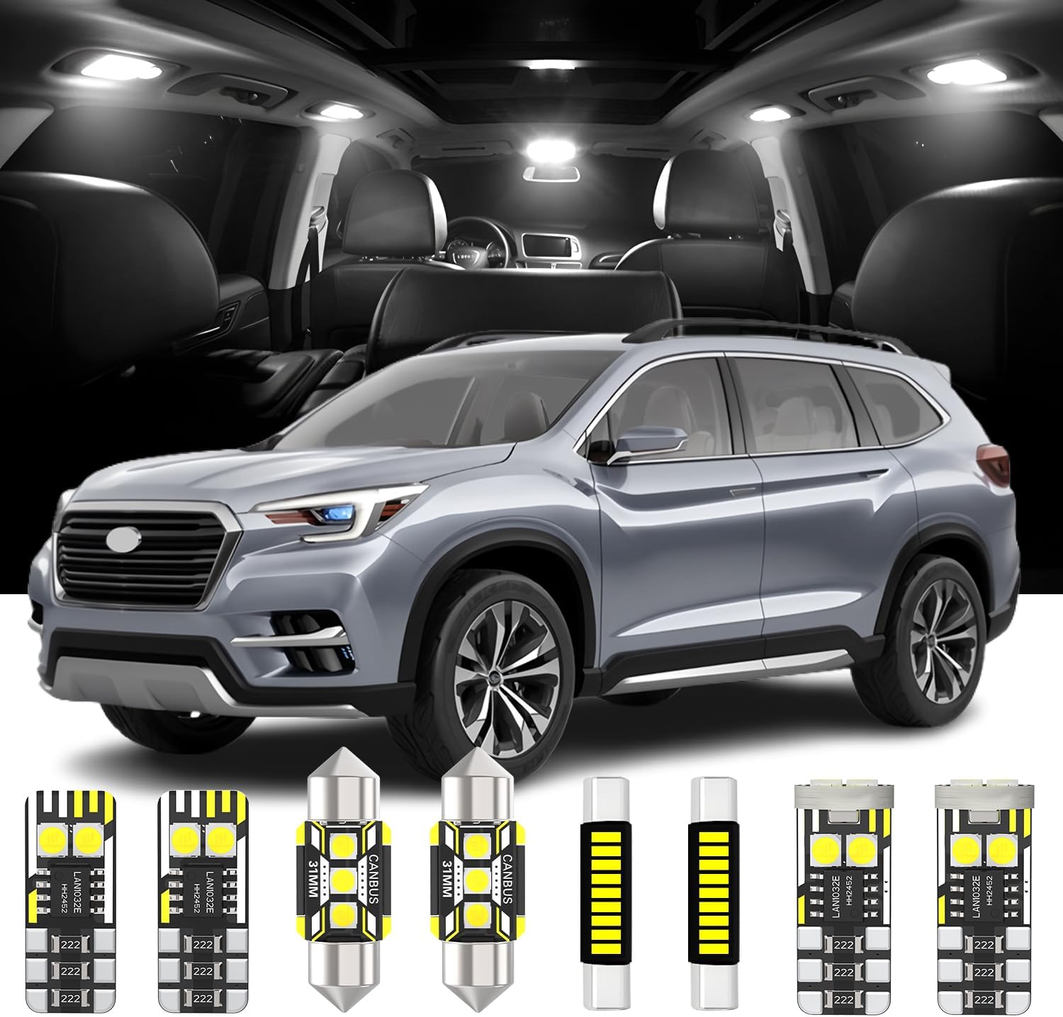 AENVTOL 17 Pieces Interior LED Lights fit for Subaru Ascent 2019 2020 2021 2022 2023 LED Interior Bulb with Install Tool