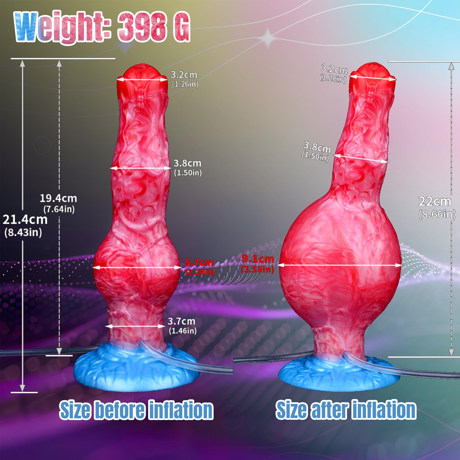 quirting Inflatable Dog Knot Dildo Soft Silicone Anal Plug Ejaculating Penis Realistic Wolf Dildo Adult Sex Toys with Strong Suction Cup Adjustable Girth Animal Dildos Suitable for Women: S