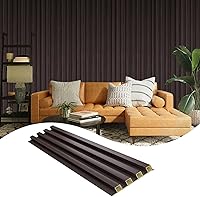 Vista 16 de OUZUGIE WPC Paneles de Pared de Listones Acústicos, Paquete de 8 de 96 x 6 Pulgadas Paneles de Pared 3D para Decoración de Pared Interior, Sala