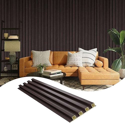 Miniatura 16 de OUZUGIE WPC Paneles de Pared de Listones Acústicos, Paquete de 8 de 96 x 6 Pulgadas Paneles de Pared 3D para Decoración de Pared Interior, Sala de