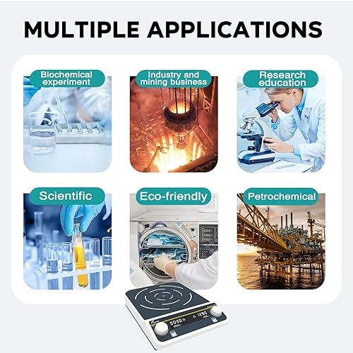 Vista 6 de LAB FISH Agitador magnético digital de 10 litros (338.1 fl oz) gran capacidad 1500PRM mezclador magnético 8.7 "X8.7" placa de agitación