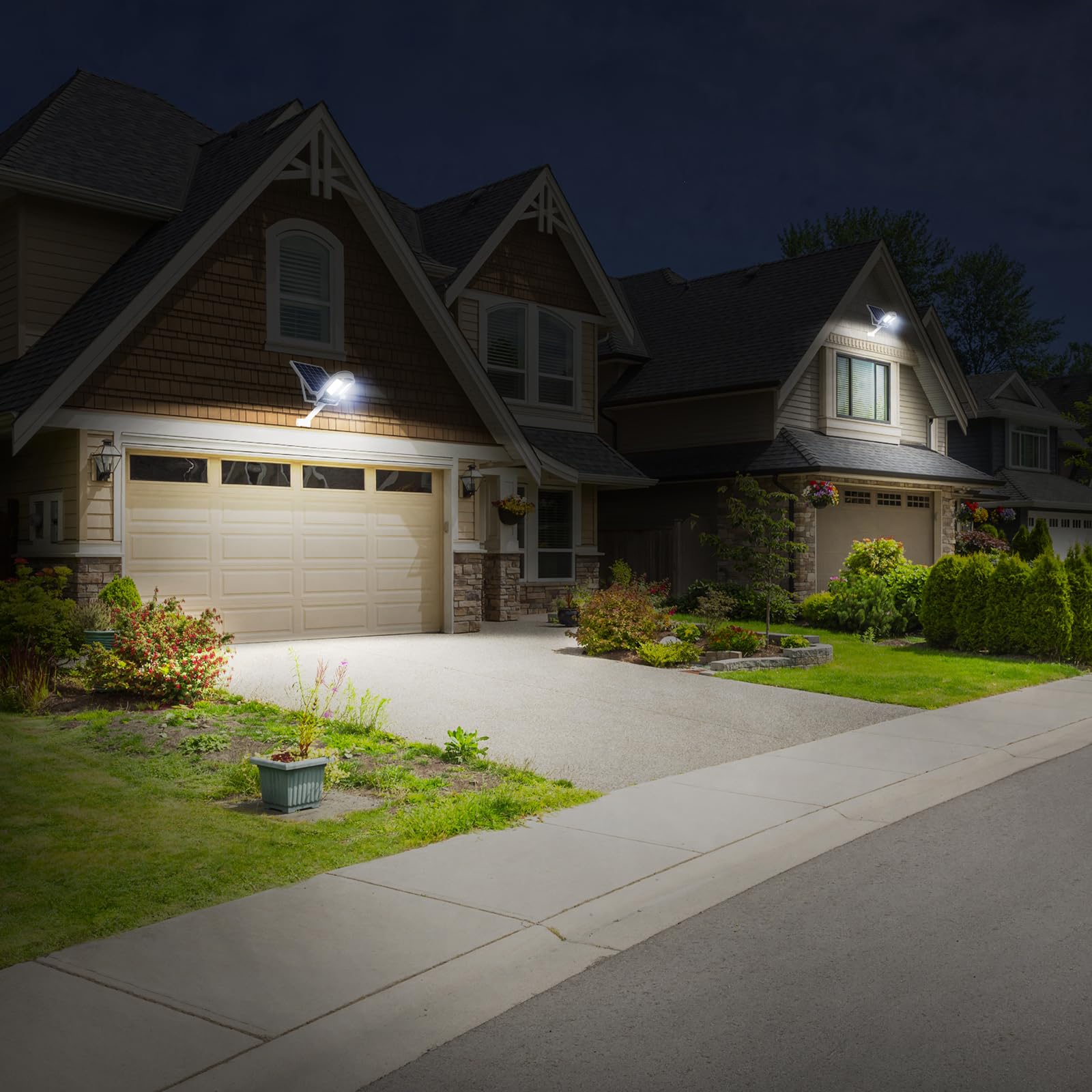 INTELAMP Lampione Solare LED Esterno, 12500mAh 3000LM Faro Con Pannello Solare da Esterno, IP65 Impermeabile Faretto LED con Sensore di Movimento, Luci da Esterno per Giardino, Terrazza, Garage