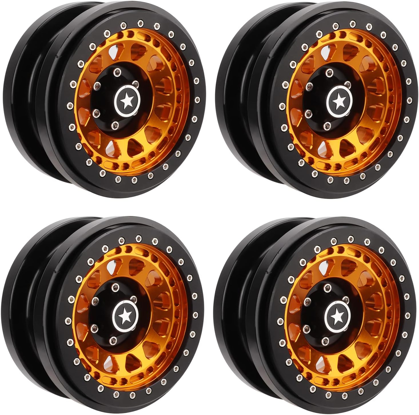 RC Vehicle Wheels Rims, 1 for : 12 RC Car Wheel Hub RC Car Tires Rubber Tyre Tires 2 9in 12 Hole with Hubs Wheel for Remote Control Car for Model Car(Gold)