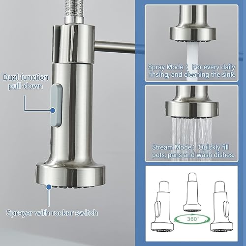 Miniatura 2 de Grifo de cocina con rociador extraíble para fregadero de cocina, grifo de fregadero de cocina comercial RV