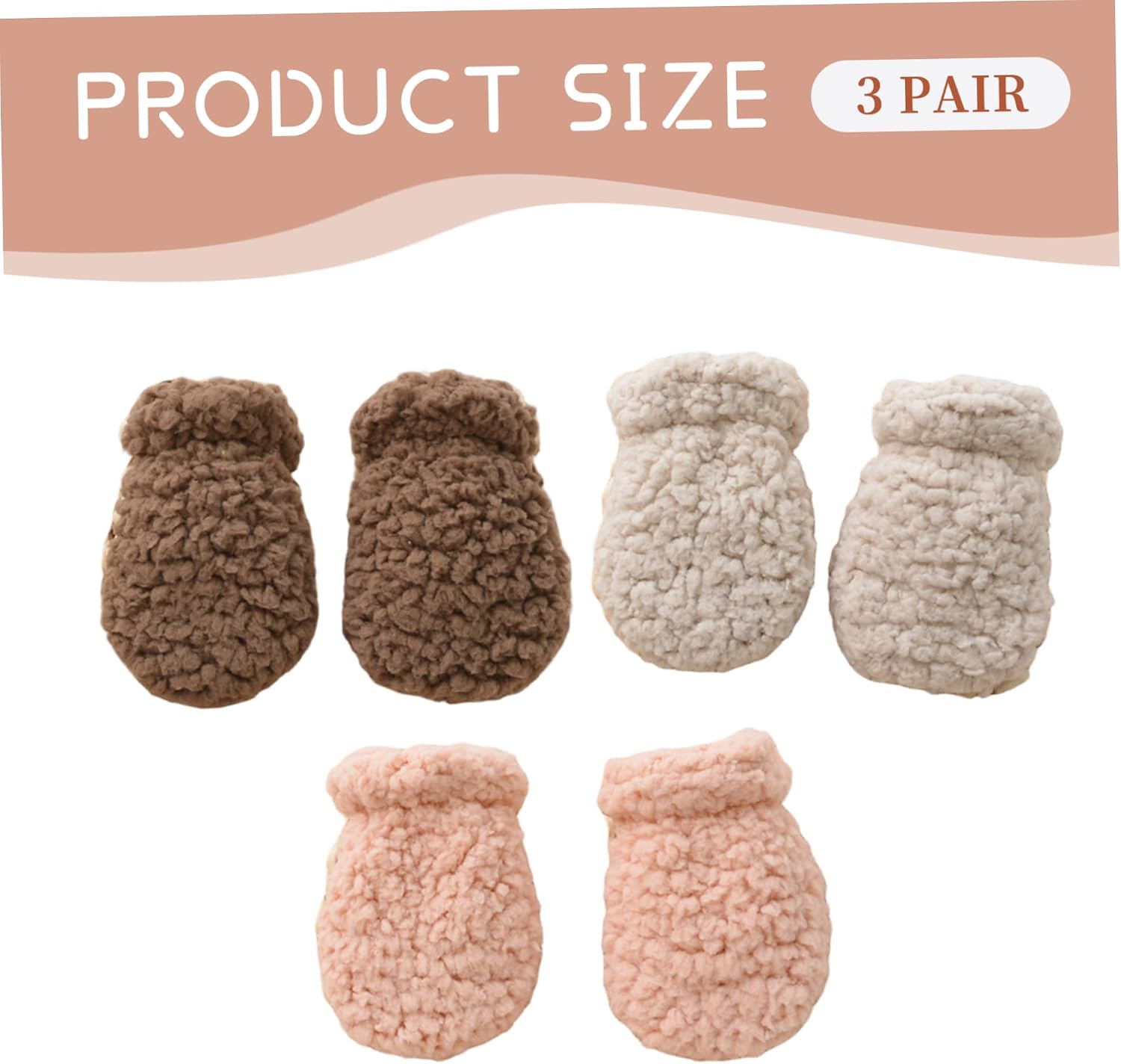 Baby Mittens Winter 3 Pairs Thick Warm Infant Winter Mittens Fleece Infant Gloves for Newborn Baby Boy Girl 0-12 Months