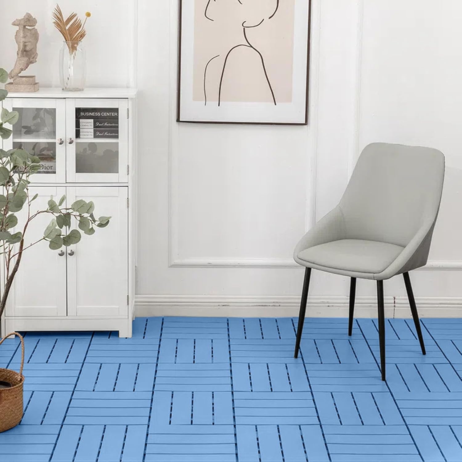 Dalles et lames de terrasse en composite, Tuiles de terrasse emboîtables, paquet de 11 multicolores(Blue)
