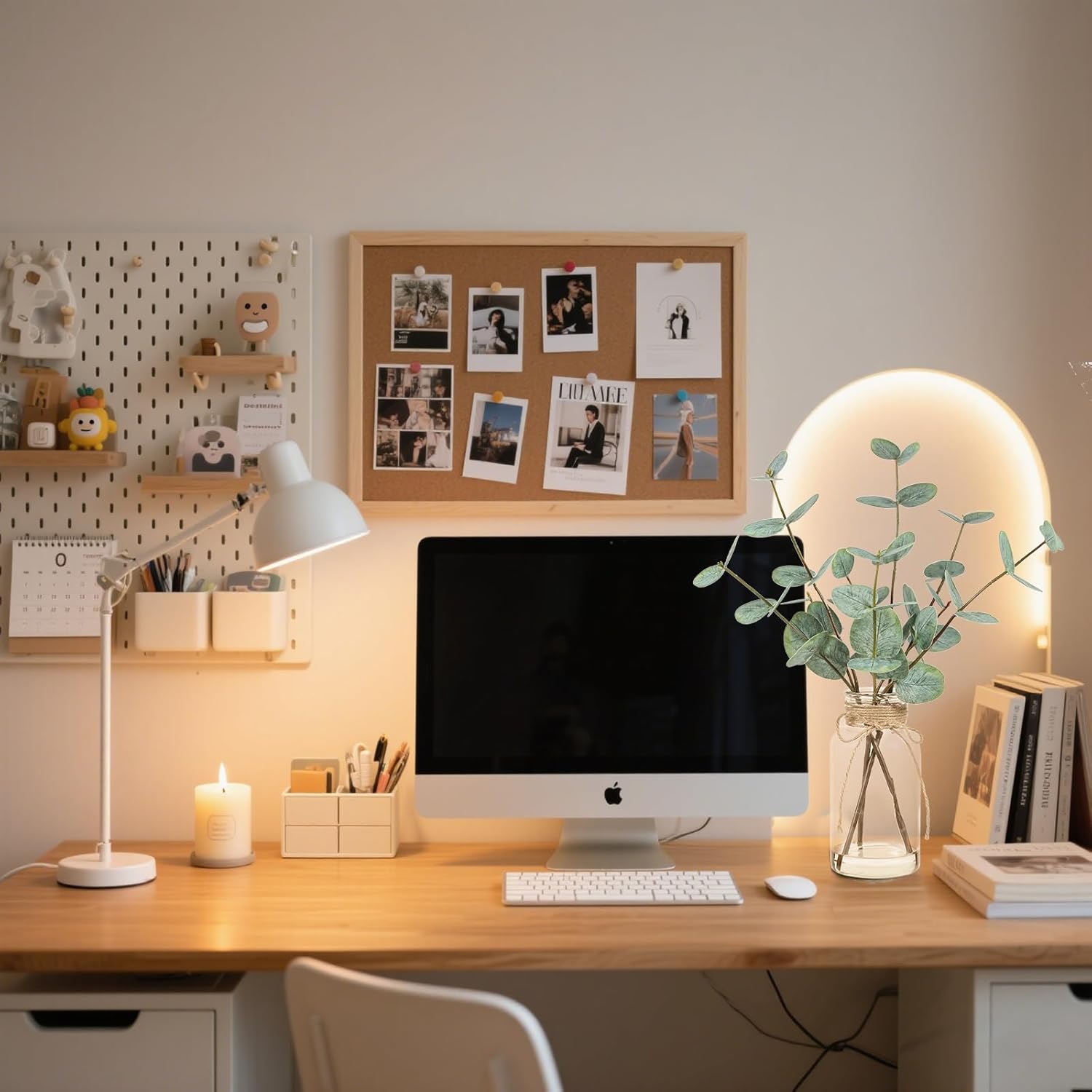 Artificial Eucalyptus Stems in Glass Vase with Faux Water, 15" Eucalyptus Fake Plants with Double-Sided Green Leaves for Home, Bathroom, Office, Farmhouse, Shelf Coffee Table Decor - Image 6