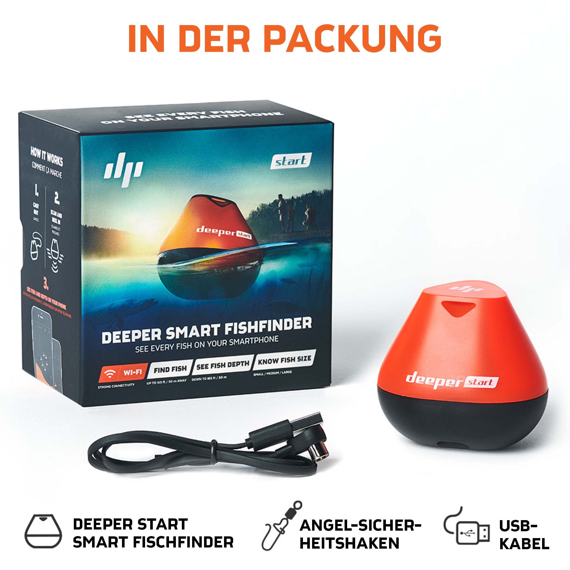 Deeper START smart Fischfinder - leichter kabelloser W-LAN Fischfinder für Ufer Angler