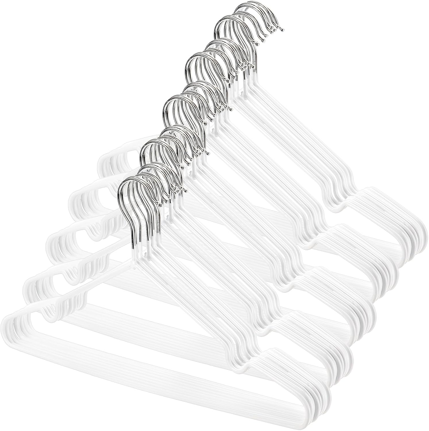 Tosnail 50 Pack 16-Inch Stainless Steel Wire Metal Hangers Non-Slip Clothes Hangers Space Saving Closet Organizer, White