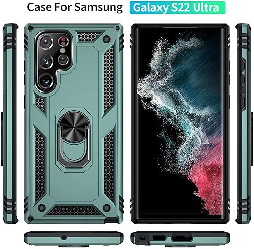 Miniatura 8 de ADDIT Funda de teléfono para Samsung Galaxy S22 Ultra Funda Samsung S22 Ultra, grado militar, resistente, con anillo de soporte, soporte magnético