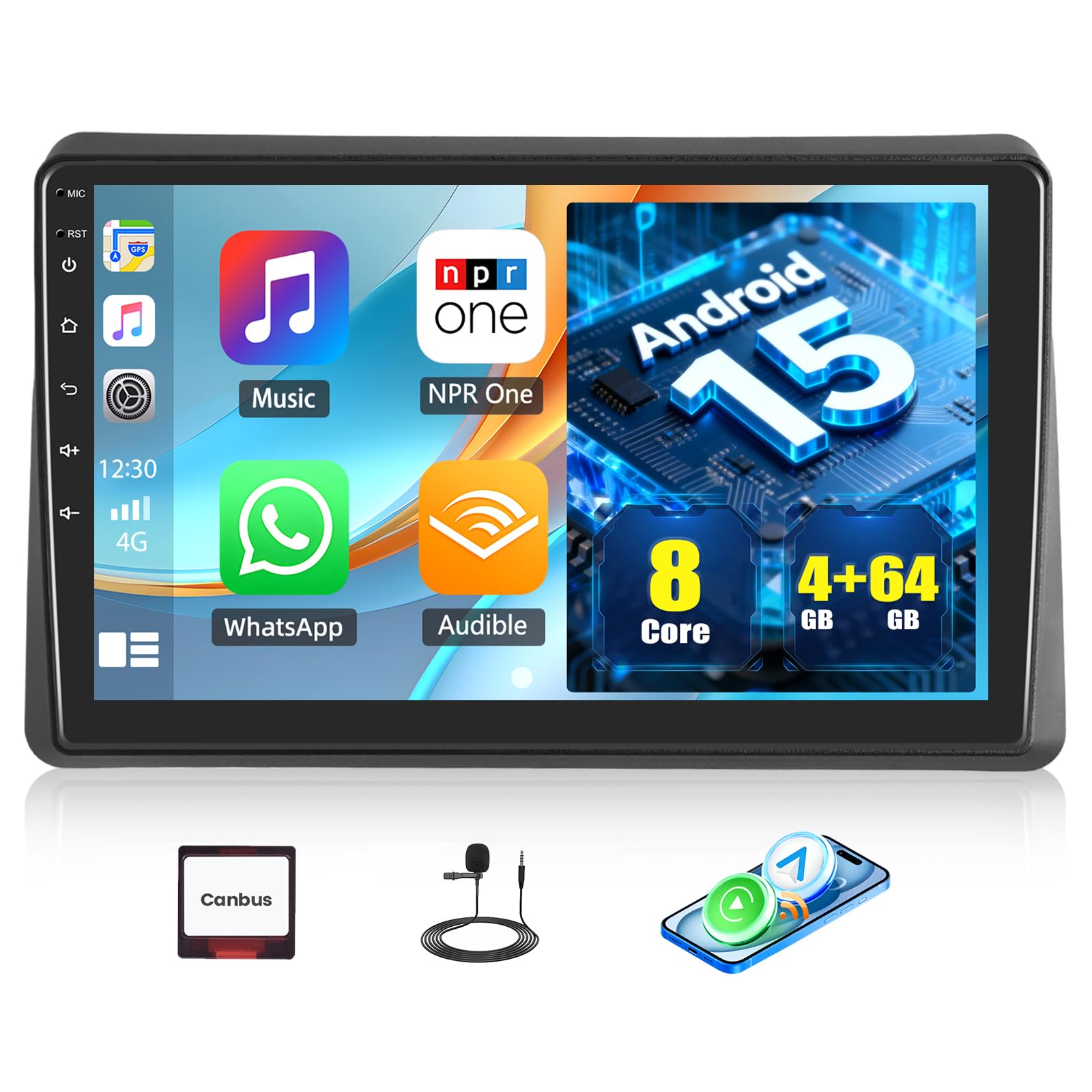 8-CORE 4+64G CAMECHO Android 15 Carplay Autoradio per Renault Master 2019-2022, DSP, 10.1" CarPlay Stereo con Schermo Bluetooth Android Auto GPS WiFi FM/RDS 32EQ Mirror Link +Mic