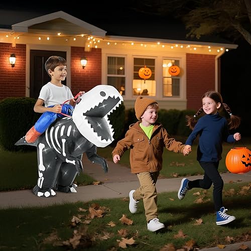 Miniatura 9 de Minetom Inflatable Dinosaur Costume with LED Lights,Vivid Funny Inflatable Halloween Costume for Kids-Child (4-8 Yrs) Unisex