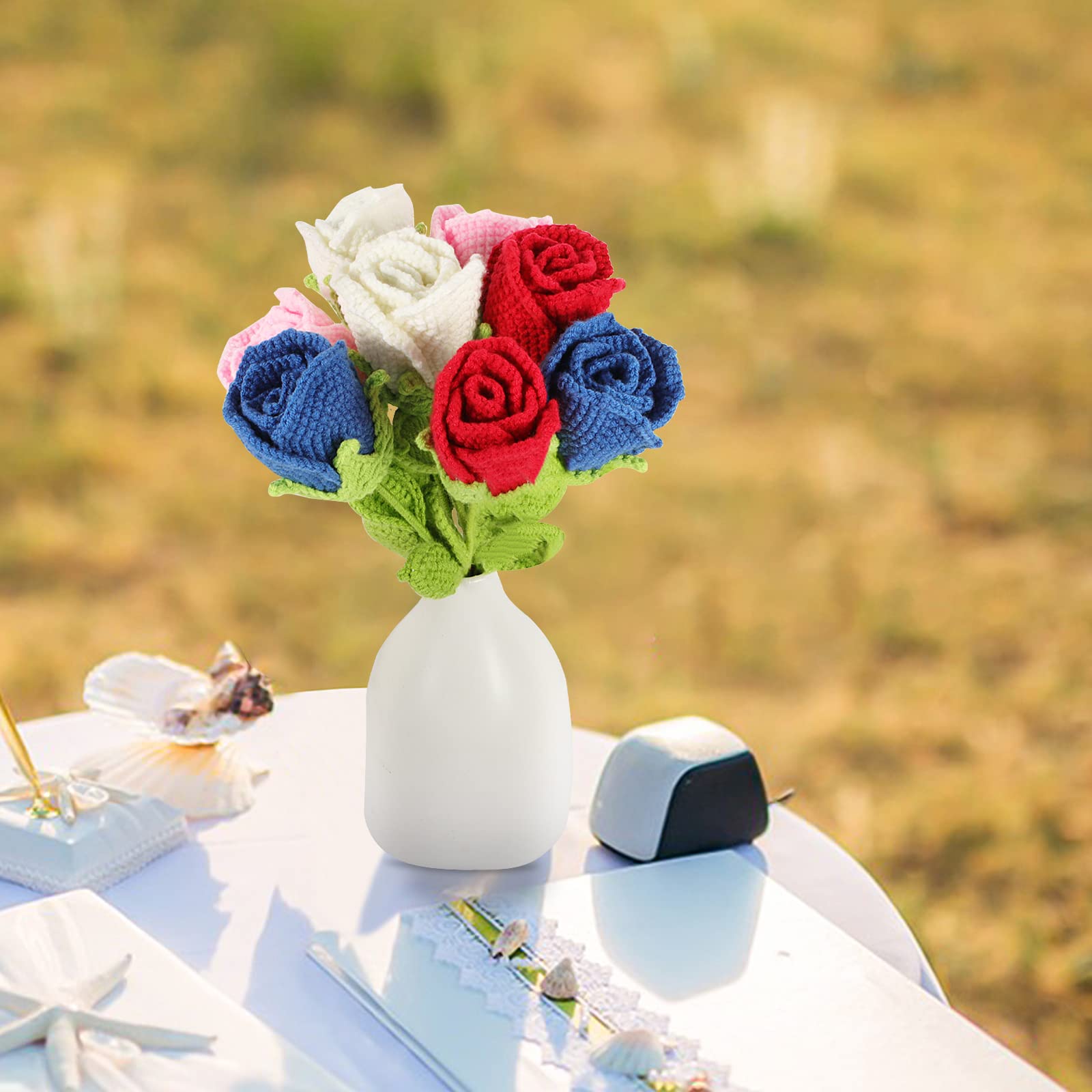 Amazon.com: Artificial Knitted Wool Flowers Crochet Rose Floral 