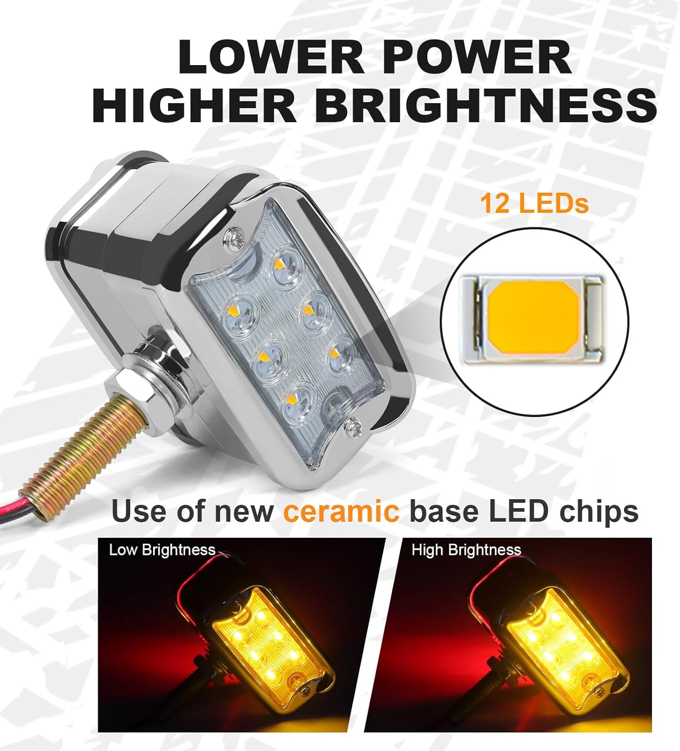 Amber Red Pedestal Fender Lights, 12 LED Semi Truck Turn Signal Lights, Dual Face Marker Light for Peterbilt Kenworth Freightliner Tractor Brake Turning Bumper Mount, IP65 Waterproof