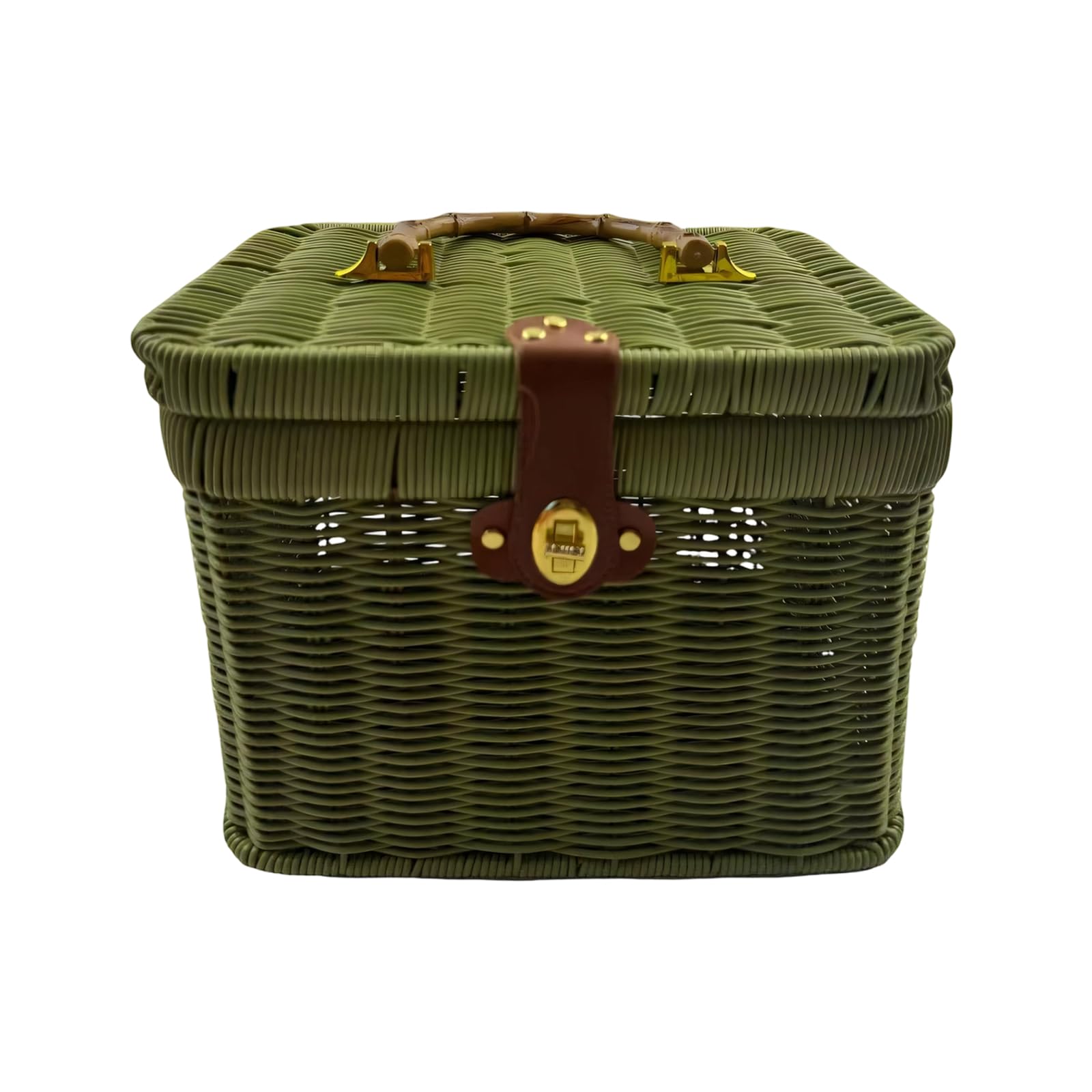 Handwoven Container Storage Box Rattan Styles Organiser Basket with Lid Suitable for Various Items Interlaced Storage Basket with Lid