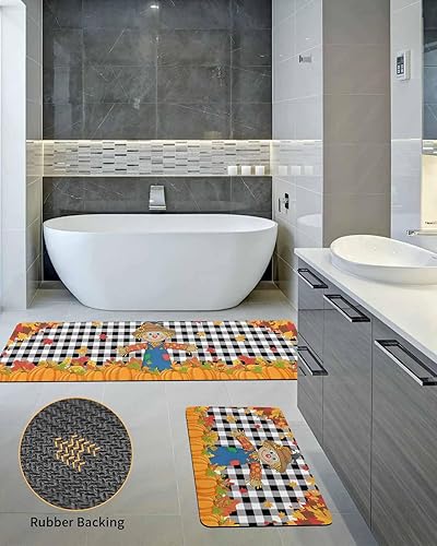 Miniatura 5 de Tapete de baño antideslizante para bañera, tapete de baño de espantapájaros, calabaza, hojas, alfombra de pasillo de baño, alfombra de pasillo de