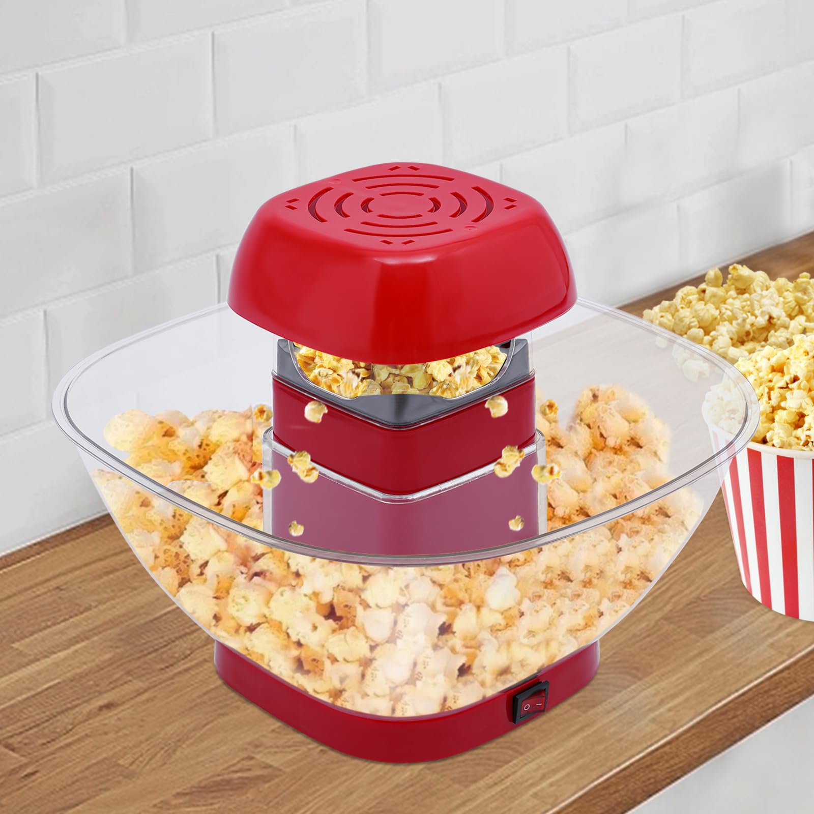 Aparatos de palomitas de maíz con palomitas de maíz, caja resistente, construcción estable, fácil de usar, palomitas estilo cine, termostato integrado, base calefactora, cocina, fiesta de
