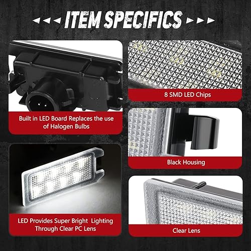 Miniatura 3 de NUVISION LIGHTING NVL-LPL-027 - Par de luces LED para placa de matrícula de carcasa negralente transparente compatibles con Viper 2015-2017  Grand