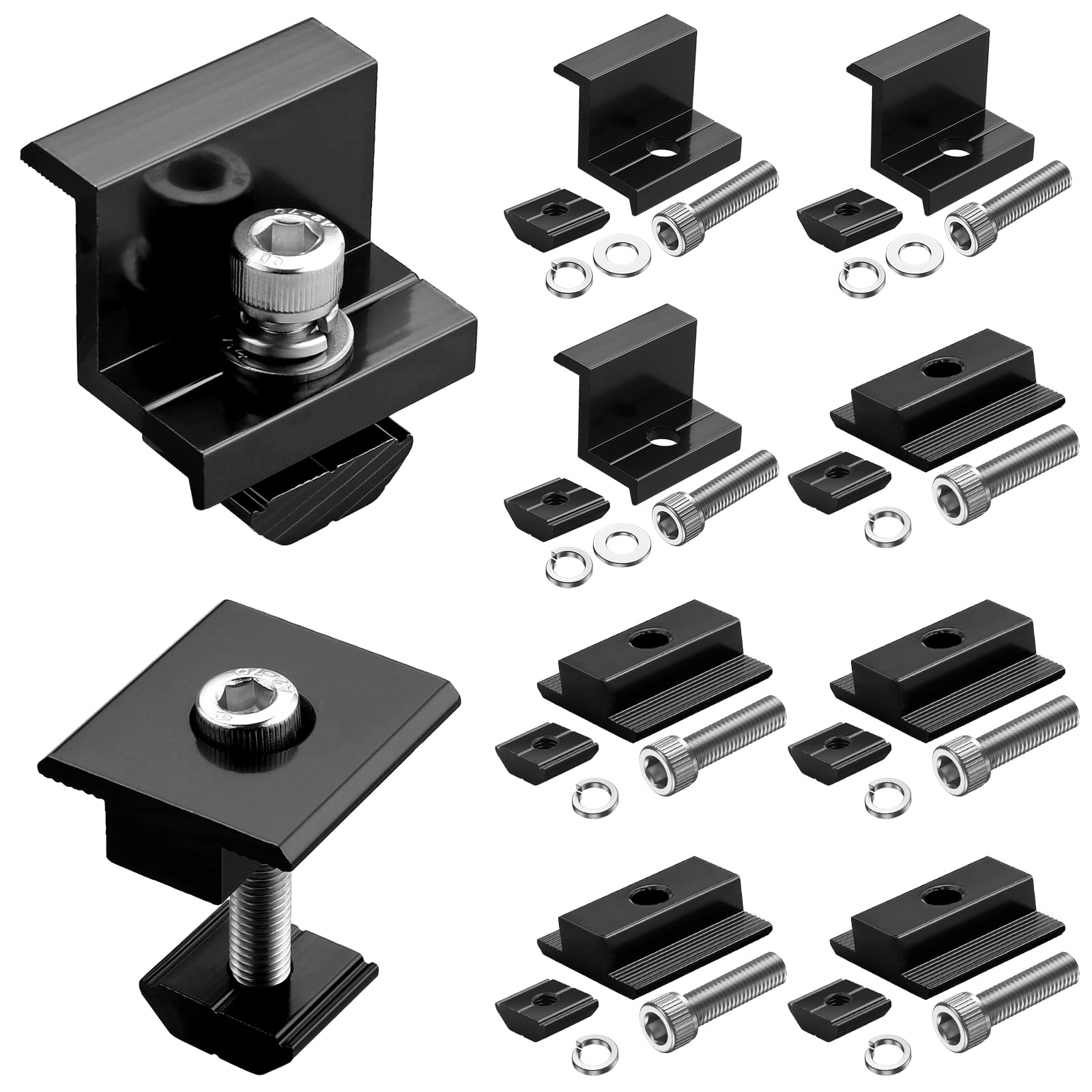 GETLITOOL 10 abrazaderas para módulo solar color negro, 6 abrazaderas centrales, 4 abrazaderas finales, fijación para montaje en carril, 4 módulos, soporte de panel solar de aluminio (30mm)