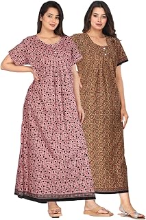 Monique Brand Women Cotton Nighty for Women Ankle Length XXL Free Size Maxi Gown Combo Price In India