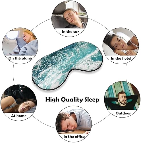 Miniatura 4 de Máscara de dormir con ondas azules del océano ligera, para ojos con correa ajustable para hombres y mujeres