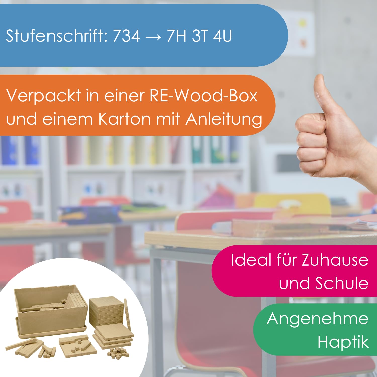 WISSNER® RE-Wood Dienes Grundsortiment (151 Teile) – Lernspielzeug